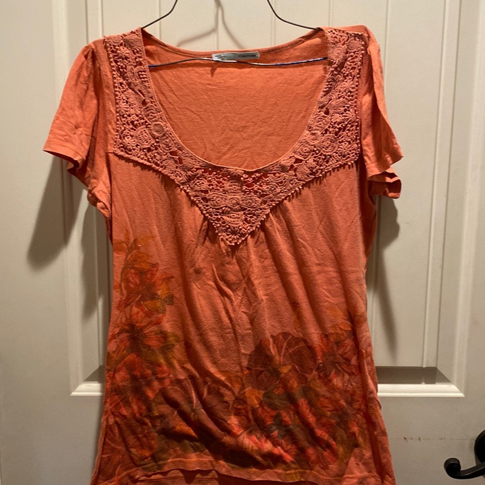 Orange Ladies Short Sleeved Shirt